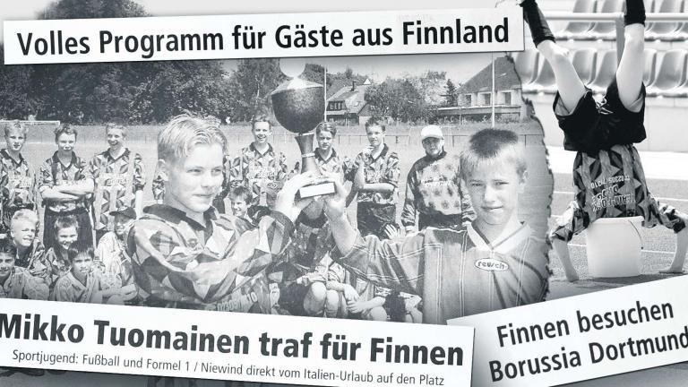 29. Juli 2001: Finnische Eishockeyspieler besuchen Castrop-Rauxel